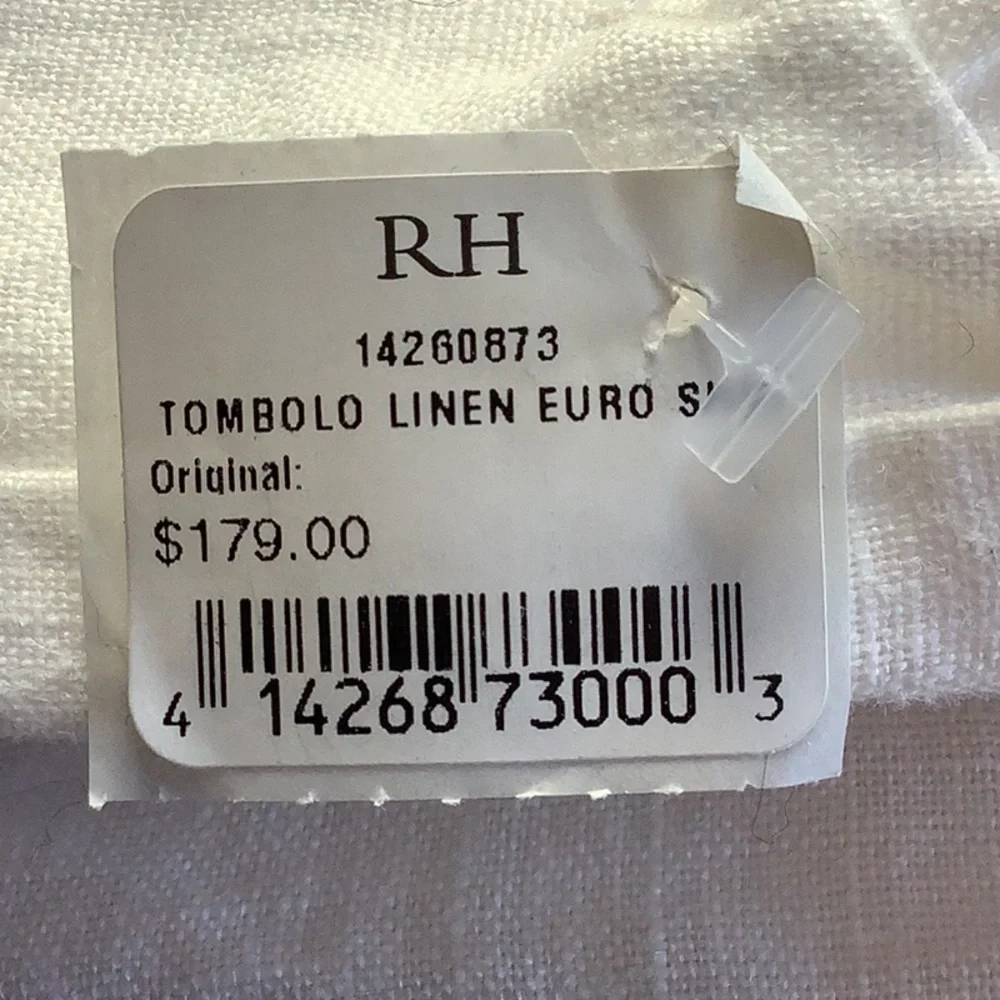 RH Linen Euro sham Italian Tombolo Braided Lace Linen